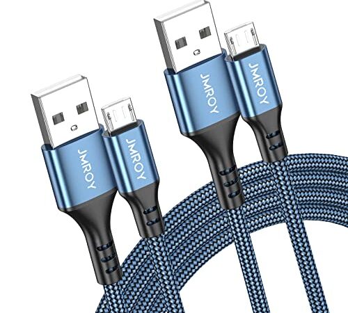 Cavo Micro USB [2Pack/2M+1M]Cavo USB Micro USB Trasferimento Dati e Ricarica Rapida Android cavo per Samsung S7/S6/S5/J5/J7 Huawei Nokia Nexus Sony Tablet PS4 Kindle Redmi