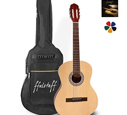 Chitarra classica ffalstaff modello C40, con borsa imbottita, muta corde di ricambio e plettri