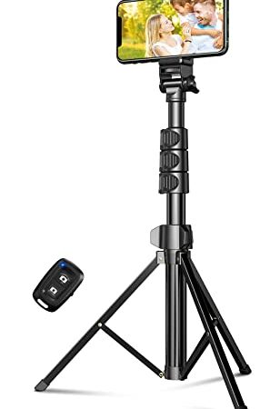 CIRYCASE 142cm Treppiede Smartphone, Bastone Selfie All-In-One ed Estensibile con Telecomando Bluetooth, Treppiede Fotocamera Compatibile con iPhone, Samsung, Perfetto per Selfie e Registrazioni Video