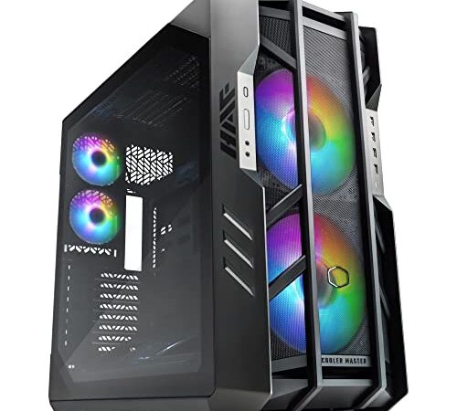 Cooler Master HAF 700 PC Case Full-Tower, Compatibile E-ATX, 5 Ventole,Staffa Radiatore Girevole,Raffreddamento Alto Flusso,Pannello Laterale TG,Design Senza Attrezzi,Controller ARGB,Grigio Titanio