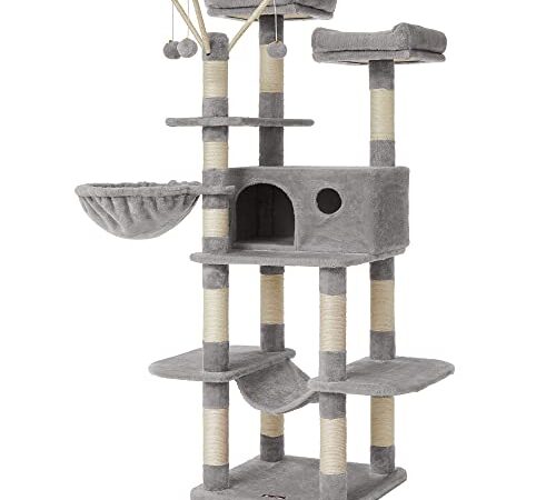 FEANDREA Tiragraffi pe Gatti, XXL Posatoio, 164 cm, Grigio Chiaro PCT087W01