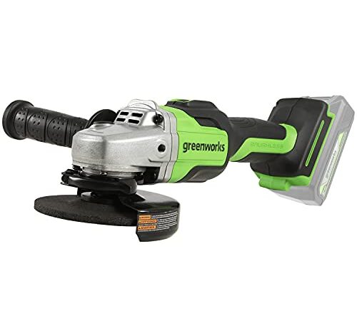 Greenworks Meuleuse d'angle sans fil GD24AG (Li-Ion 24 V 10.500 rpm disque de 125mm diamètre 28mm profondeur de coupe puissant moteur sans balais sans batterie et sans chargeur)