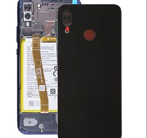 KIT 3 PEZZI Copri Batteria + biadesivo + lente compatibile Per HUAWEI P20 LITE (2018) ANE-LX1 / ANE-L21 / LX2 Vetro Posteriore Back Cover Retro Scocca completa adesivo + lente CAMERA (Nero)