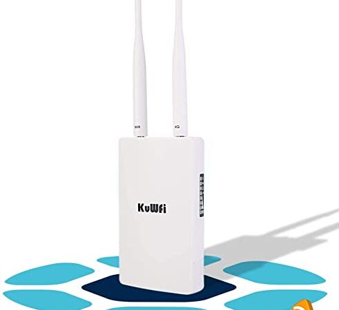 KuWFi Router 4G LTE, 150Mbps 3G 4G LTE Router CAT4 con Slot per schede SIM Funziona con Telecamera IP o Copertura WiFi Esterna con Antenna 2pcs Funziona con 3 (Tre) / Tim/Wind/Vodafone SIM Card