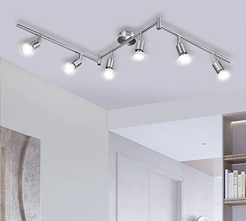 Lampadario da Soffitto Luce Bianco 4500K, Bojim Faretti LED da Soffitto Orientabili con 6 Luci GU10 600LM 6W Pari a 54W 220V, Lampadario moderno per Camera letto Salotto Soggiorno Cucina Corridoio