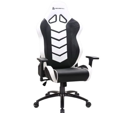Newskill Kaidan - Sedia da Gaming Professionale, Rinforzata con Struttura in Metallo, Schienale con meccanismo a Farfalla reclinabile a 180 Gradi, braccioli 3D, Colore: Bianco