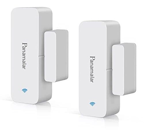 Panamalar,Sensore di allarme per porte e finestre, wireless, a basso consumo energetico, compatibile con Alexa/Google, finestre e armadi, appartamenti e uffici (2 pezzi)