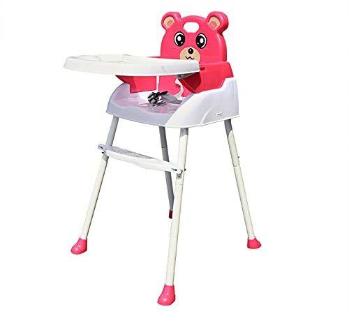 Seggiolone 4 in 1 per bambini e bambini, con telaio in acciaio, con cintura di sicurezza (rosa)