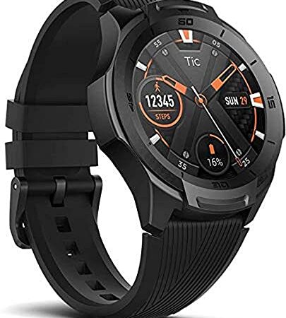 TicWatch S2 Smartwatch sportivo Wear OS by Google, Impermeabile 5 ATM, GPS integrato, Cardiofrequenzimetro, Musica, Compatibile con Android e iOS, Nero, Display 1.39" AMOLED
