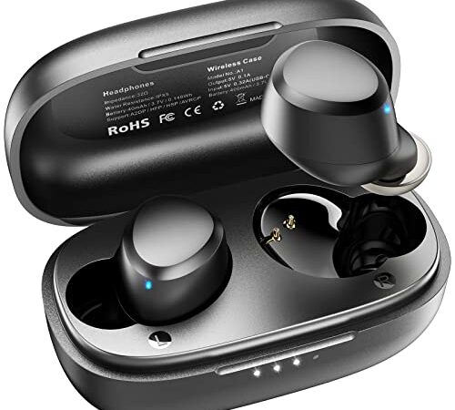 TOZO A1 Mini Wireless Auricolari Bluetooth 5.3 in Ear Cuffie leggere Microfono incorporato Cuffie con connessione a lunga distanza Immersive Premium Sound (Compatibili per l'orecchio piccolo), Nero