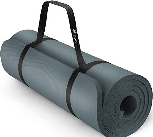 TRESKO® Tappetino per Yoga 185 x 60 cm e 190 x 100 cm Pilates Tappeto Ginnastica Fitness Aerobica NBR (Blu (Petrol), 185 x 60 x 1,5 cm)