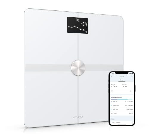Withings Body+ – Bilancia Intelligente con Analisi della Composizione Corporea, Misurazione di IMC, Pesapersone Digitale da Bagno, Sincronizzazione dell'App tramite Bluetooth o Wi-Fi, Bianco