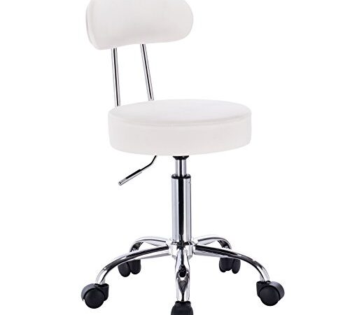 WOLTU® BH34ws-1 Sedie Ufficio Sedia da Scrivania Sgabelli con Schienale Similpelle Cromato Girevole Moderno Bianco 1 Pz