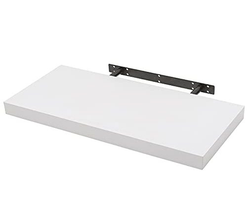 WOLTU Mensola da Muro Rettangolare Scaffale Libreria a Parete Decorazione per Cameretta Ufficio Porta CD/Dvd in Legno Bianco 60cm RG9319ws