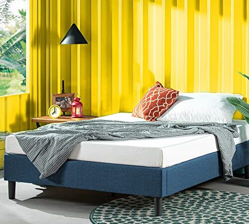 ZINUS Curtis 35 cm Telaio del letto a piattaforma imbottito | Base per materasso | Supporto per doghe in legno | Facile da montare | 140 x 190 cm | Blu Navy