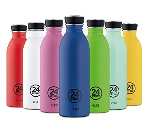 24Bottles Urban Bottle - Borraccia 1 Litro/500ml/250ml, Bottiglia con Tappo 100% Ermetico Borracce Ecologiche senza BPA in Acciaio Inox con Design Italiano [Non Termica, Ultraleggera]