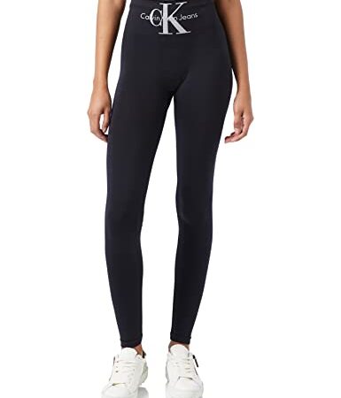 Calvin Klein Logo High Waist Legging Leggings, Nero, M Donna