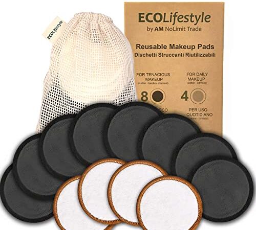Dischetti Struccanti Lavabili Bambù 12 Maxi Dischetti Struccanti Riutilizzabili in Bamboo e Cotone Zero Waste Salviette Struccante Panno Microfibra per Pulizia Viso Spugnette Porta Make up Panni AM