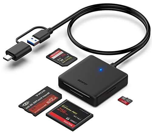 Lettore di schede 4 in 1 SD/Micro SD/MS/CF, BENFEI Compact USB-C/USB 3.0 a SD/Micro SD/MS/CF Card Reader Adapter