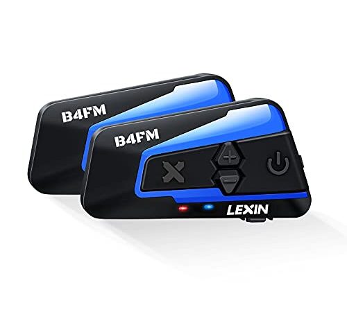LEXIN 2X B4FM Interfono Moto Con Radio Fm, Auricolare Bluetooth Per Casco con Cancellazione del Rumore Per Un Massimo di 10 Motociclisti, Sistema di Comunicazione Universale per Moto/ATV/Moto Da Cross