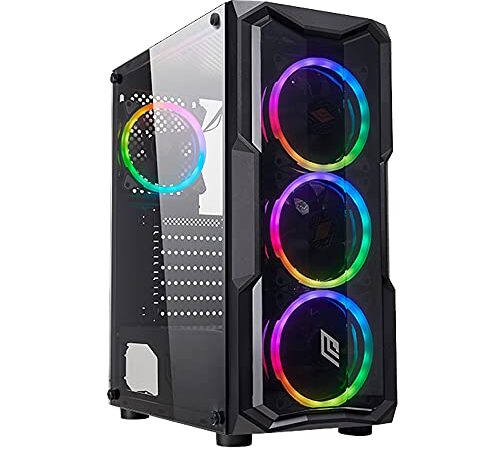 Noua Smash S2 Black Case ATX PC Gaming 0.45MM SPCC 3*USB3.0/2.0 Frontale Plexiglass 4 Ventole Dual Halo RGB Rainbow Addressable 5V ADD Pannello Laterale in Vetro Temperato (AxPxL: 450x370x195 mm)