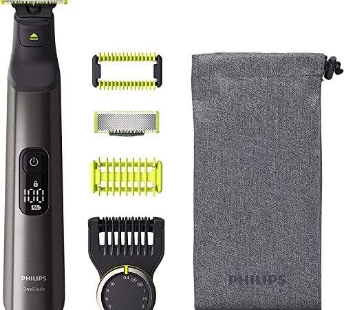 Philips QP6550/30 OneBlade Pro Face + Body Rade, Regola e Rifinisce Barba di Qualsiasi Lunghezza, Nero