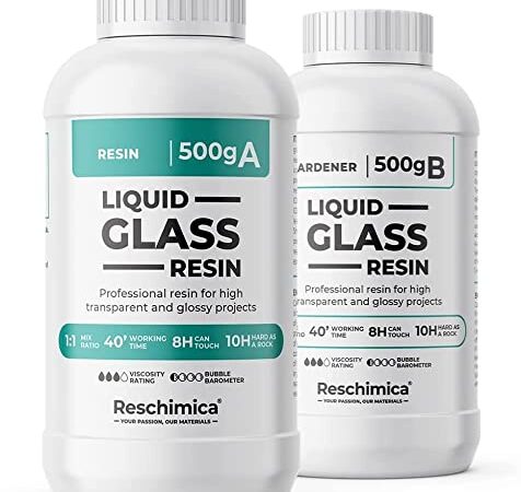 Resina Epossidica Trasparente RAPPORTO 1:1 Creazione Gioielli Fai da Te, Legno, Decorazione Artistica Artigianale, effetto acqua, DIY (1 kg)