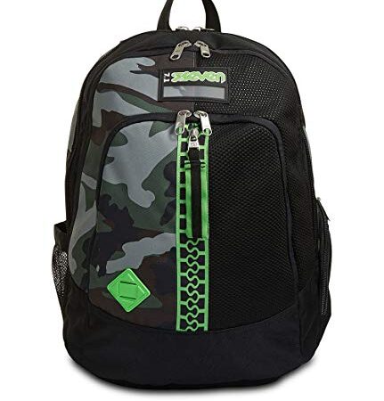 Seven Zaino Scuola Bambino Advanced - Half Black - Tasca Porta Borraccia, Doppio Scomparto