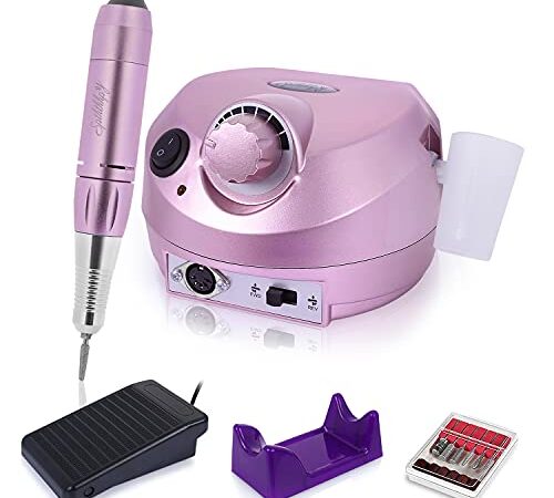 SPTHTHHPY Fresa per Unghie Professionale 30000RPM, Elettrico Trapano Chiodo con Pedale Manicure Pedicure Set,Fresa per Unghie Regolabile per Rimuovere Smalto e gel Acrilico/con 6 Fresa Punte