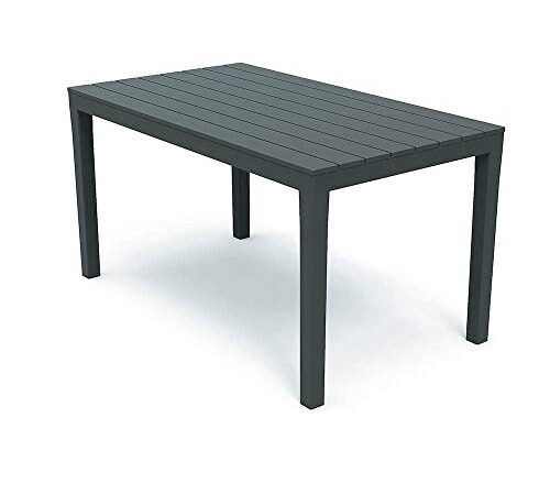 Tavolo da giardino in plastica rettangolare effetto legno (antracite)