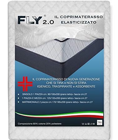Tex family COPRIMATERASSO Elasticizzato Fly 2.0 Spugna Jacquard con Angoli - Matrimoniale 2 PIAZZE
