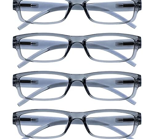 The Reading Glasses Company Grigio Leggero Comodo Lettori Valore 4 Pacco Stile Designer Uomo Donna Uvr4Pk032Gr +1,50 - 88 Gr