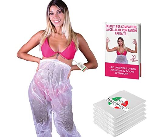 5 Pz Pantaloni UltraResistenti per Fanghi e Bendaggi Anticellulite in Cartene®, Made In Italy, con E-Book in Omaggio. Effetto Drenante Gambe e Glutei, Riutilizzabili, Pressoterapia Professionale.