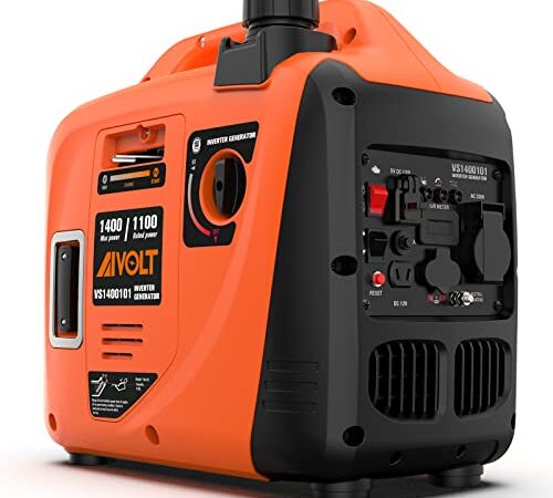 AIVOLT Generatore Inverter 1400 Watt generatore di corrente silenziato gruppo elettrogeno emergenza a benzina silenzioso per campeggio, festival e uso domestico con 2 prese USB, 12V DC e 230 V AC