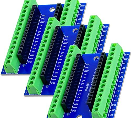 AZDelivery 3 x AZ-Nano V3-Board Scheda Adattatore Terminale con Connettori a Vite, Scheda Modulo compatibile con Arduino incluso un E-Book!