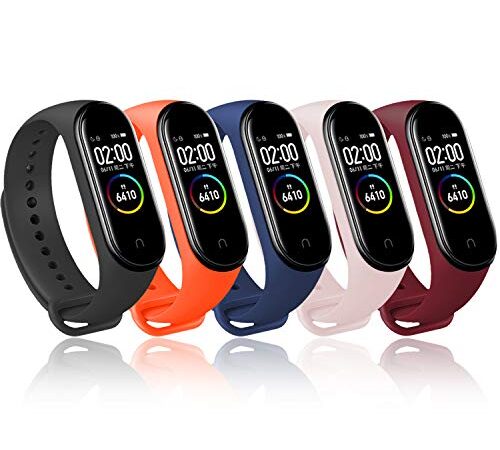 BANGTING 5PCS Cinturino Compatibile con Xiaomi Mi Band 3/4, Orologio da Braccialetto di Ricambio per Xiaomi Smartwatch Mi Band 4 Bracciale Bracciali Smartband Mi Band 3 Cinturini Silicone Colorati