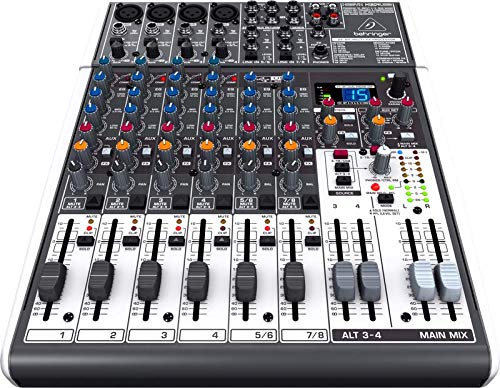 Behringer X1204USB Mixer 12 ingressi 2/2 bus, preamplificatori microfonici e compressori XENYX, equalizzatori britannici, processore multi-effetto 24bit, interfaccia USB/audio, Compatibile con PC, Mac