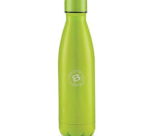 Bijoux Borraccia termica 500 ml, ecologica e riutilizzabile, acciaio 18/8, no BPA, Borracce per Scuola, Sport, Palestra, Yoga