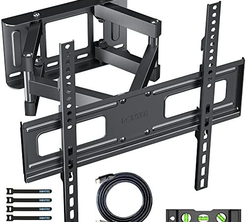 BONTEC Supporto TV Parete per TV da Plasma Curvi LED LCD 23-70 inch, Inclinazione e Girevole Staffa per TV con Doppio Braccio Peso fino a 45kg, Max VESA 400x400mm