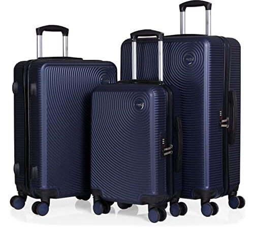 CABIN GO 5513 – Set di 3 valigie - bagaglio a mano da 55 cm, valigia media da 65 cm, valigia grande da 76 cm, in ABS rigido.