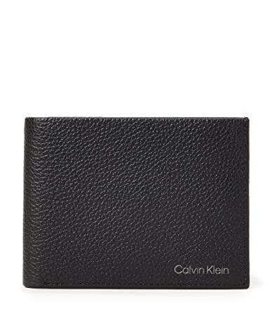 Calvin Klein Portafoglio Uomo Warmth Bifold 5 CC W/ Coin L in Pelle, Nero (CK Black), Onesize