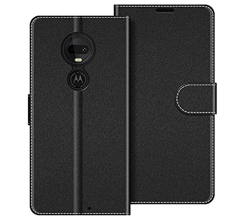 COODIO Custodia per Motorola Moto G7, Custodia in Pelle Motorola Moto G7, Cover a Libro Motorola Moto G7 Plus Magnetica Portafoglio per Motorola Moto G7 / G7 Plus Cover, Nero