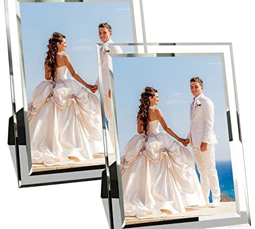 Cornice Foto 20x15 cm in Vetro, Cornici Argento, Foto di Famiglia e Foto di Matrimonio, Regalo