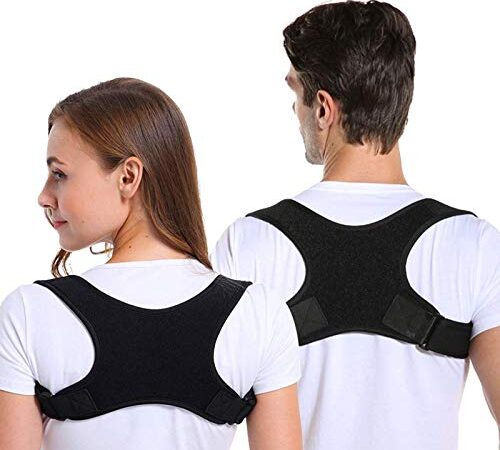 Correttore Postura, Spalle Schiena Supporto per Uomo e Donna, Regolabile e Traspirante Indietro a Fascia Postura Correzione Cintura Che Fornisce Sollievo dal Dolore per il Collo (Nero)