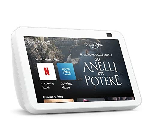 Echo Show 8 (2ª generazione, modello 2021) | Schermo intelligente HD con Alexa e telecamera da 13 MP | Bianco ghiaccio