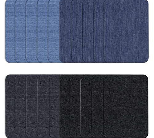 GGISUI 20 Pezzi Toppe Termoadesivi, 4 Colori Toppe Termoadesive Jeans, Toppa Adesiva per Tessuti Rettangolo per Pantaloni Fai-da-Te Borsa Vestiti, 12,5 * 9,5cm