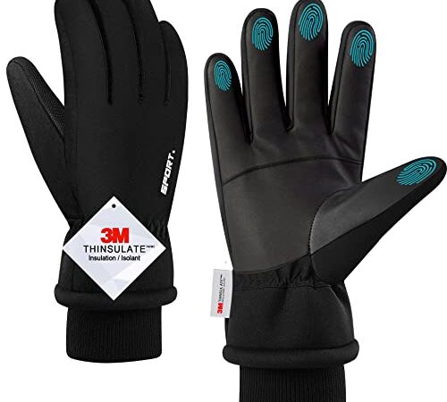 Guanti Invernali Termici per Uomo Donna, Guanti Touchscreen Guanti da Ciclismo Guanti Termici Antivento Guanti Multifunzione a Dito Pieno Unisex per Uomo Donna, Snowboard, Bici, Alpinismo, Trekking