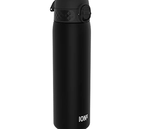 Ion8 Bottiglia d'acqua sottile a prova di perdite, senza BPA, nero, 500 ml (28 oz)