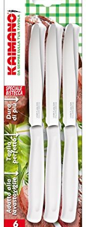 Kaimano KDN041806W Dinamik Coltelli Bistecca, Acciaio Inossidabile, Bianco, 6 unità