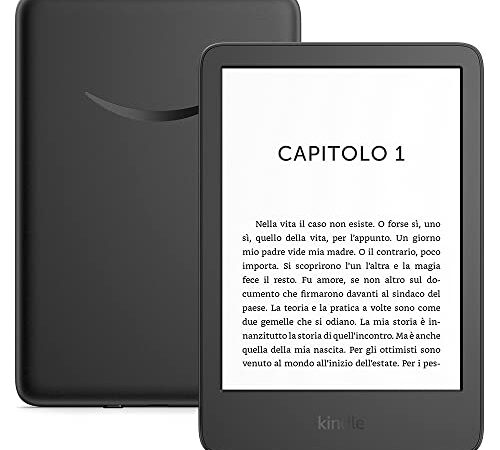 Kindle (modello 2022) | Il nostro Kindle più leggero e compatto, ora con uno schermo da 6’’ ad alta risoluzione (300 ppi) e doppio spazio di archiviazione | Senza pubblicità | Nero
